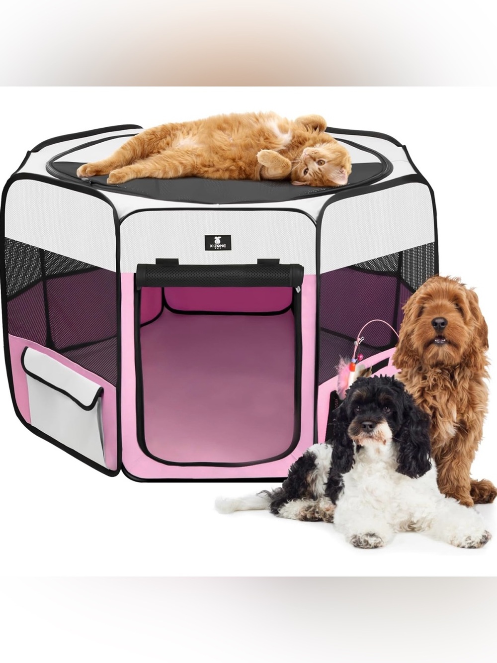 X-ZONE PET Portable Foldable Pet Dog Cat Playpen Crates Kennel, Large